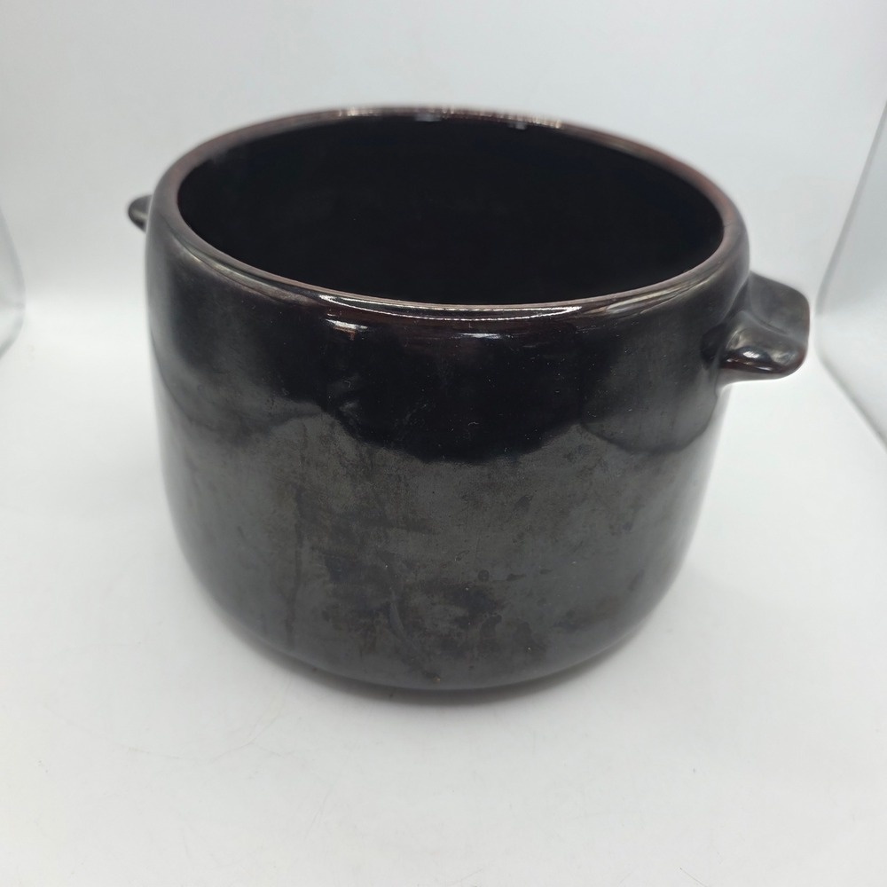 West Bend USA Black Glazed Stoneware Crock Pot Bowl with Handles